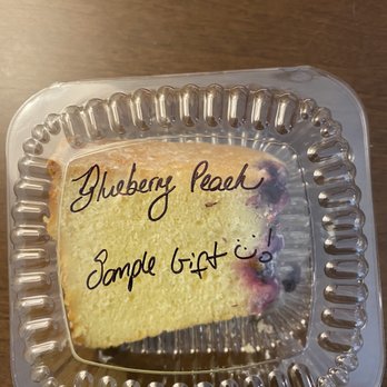 Le Chateau - OMG! My Free Sample Gift: Blueberry Peach Pound Cake Slice! Too big to call a sample... - Bakeries Near Me - Winston Salem, North Carolina Le Chateau - OMG! My Free Sample Gift: Blueberry Peach Pound Cake Slice! Too big to call a sample... - Bakeries Near Me - Winston Salem, North Carolina