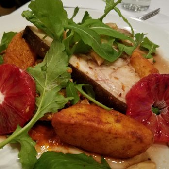 Foreign Cinema - fish with potatoes, blood orange, arugula and almonds. - Breakfast & Brunch Near Me - San Francisco, California Foreign Cinema - fish with potatoes, blood orange, arugula and almonds. - Breakfast & Brunch Near Me - San Francisco, California