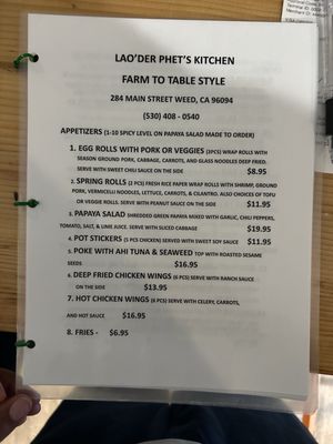 Menu photo 2 Laod'er Phet's Kitchen Farm To Table Style Weed, CA Menu photo 2 Laod'er Phet's Kitchen Farm To Table Style Weed, CA