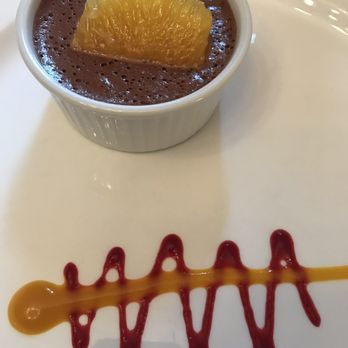Hermanns Restaurant - Choc pot with raspberry and mango sauce in side - Scottish Near Me - Stirling, STG