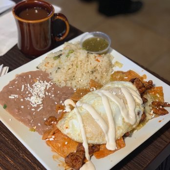 Mex Cocina Cafe - Chilaquiles (add your choice of meat), this one had al pastor - Desserts Near Me - Burbank, California