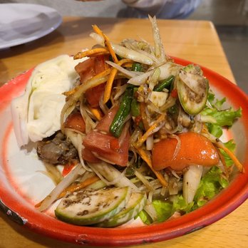 Too Thai Street Eats - Papaya Salad w/ Field Crabs - Thai Near Me - Carrollton, Texas