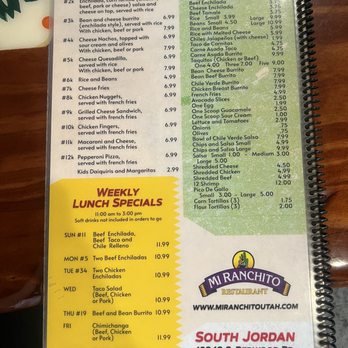 Mi Ranchito Mexican Restaurant - Menu - Mexican Near Me - South Jordan, Utah