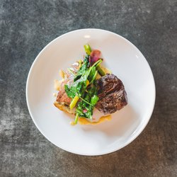 LaVenture - Filet Mignon with Duck Fat Potato Galette, Asparagus, and Spinach