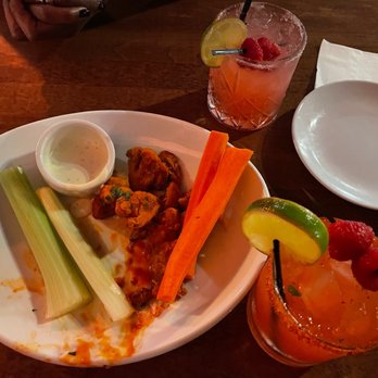 FED - Jolly rancherito drinks and half eaten buffalo cauliflower wings - New American Near Me - Stockton, California