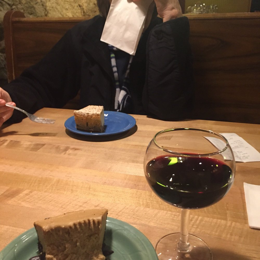 Colophon Cafe - Malbec, peanut butter pie, eggnog cheesecake and my mother hiding.. - Salad Near Me - Bellingham, Washington Colophon Cafe - Malbec, peanut butter pie, eggnog cheesecake and my mother hiding.. - Salad Near Me - Bellingham, Washington