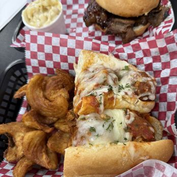 The Butcher Block - Meatball sub with sidewinder fries and tri tip sandwich with white Mac and cheese. - Meat Shops Near Me - Las Vegas, Nevada The Butcher Block - Meatball sub with sidewinder fries and tri tip sandwich with white Mac and cheese. - Meat Shops Near Me - Las Vegas, Nevada