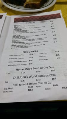 Menu photo 3 Chili John's Cafe Beaver Dam, WI