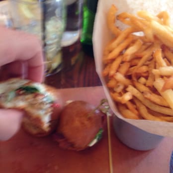 The Smith - Blurry pic, but oyster sliders with French fries - New American Near Me - New York, New York