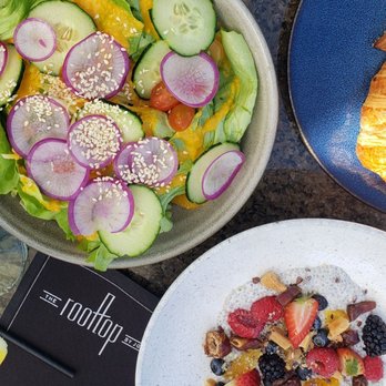 The Rooftop - Boston citrus salad and Delicious chia bowl with dates, brazil nuts,cacao, hemp seed... - Asian Fusion Near Me - Beverly Hills, California