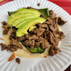 Tacos Y Más - Taco Relleño with carne asada. Really big! Fork needed.
