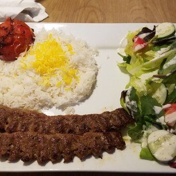 Bar Koko & Persian Restaurant - Beef kebabs with basmati, grilled tomato, and salad - Bars Near Me - Honolulu, Hawaii