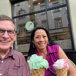 Eiscafé Riva - Riva's Was such a wonderful treat. Right next to Merchant's Bridge in Erfurt. So good- we had to go back the next evening.
