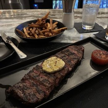 Seared - The $49 10oz strip prix fixe meal, missing the (meh) salad. Steak, fries, bread were great. - Steakhouses Near Me - Fort Worth, Texas
