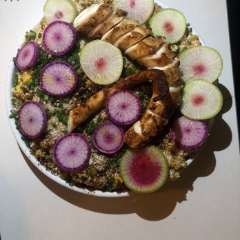 Rouge - Grilled octopus with watermelon radish on a bed of creamed corn. - New American Near Me - Studio City, California Rouge - Grilled octopus with watermelon radish on a bed of creamed corn. - New American Near Me - Studio City, California