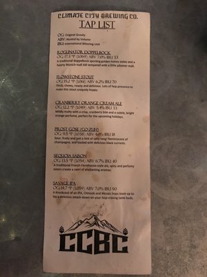 Menu photo 1 Climate City Brewing Company Grants Pass, OR