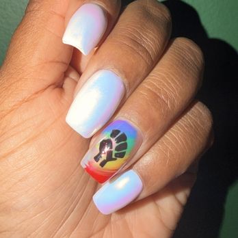Avalon Nails and Spa Crofton - Came with an idea and left with art. First time with chrome and I love it. Happy Pride and Juneteenth. - Nail Salons Near Me - Crofton, Maryland
