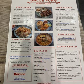 Uncle Fung Borneo Eatery - Menu part 1 - Indonesian Near Me - Long Beach, California Uncle Fung Borneo Eatery - Menu part 1 - Indonesian Near Me - Long Beach, California