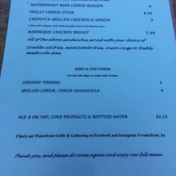 Waterfront Grille and Gathering - The limited menu when there's a band. - Fish & Chips Near Me - Winchester, Kentucky Waterfront Grille and Gathering - The limited menu when there's a band. - Fish & Chips Near Me - Winchester, Kentucky
