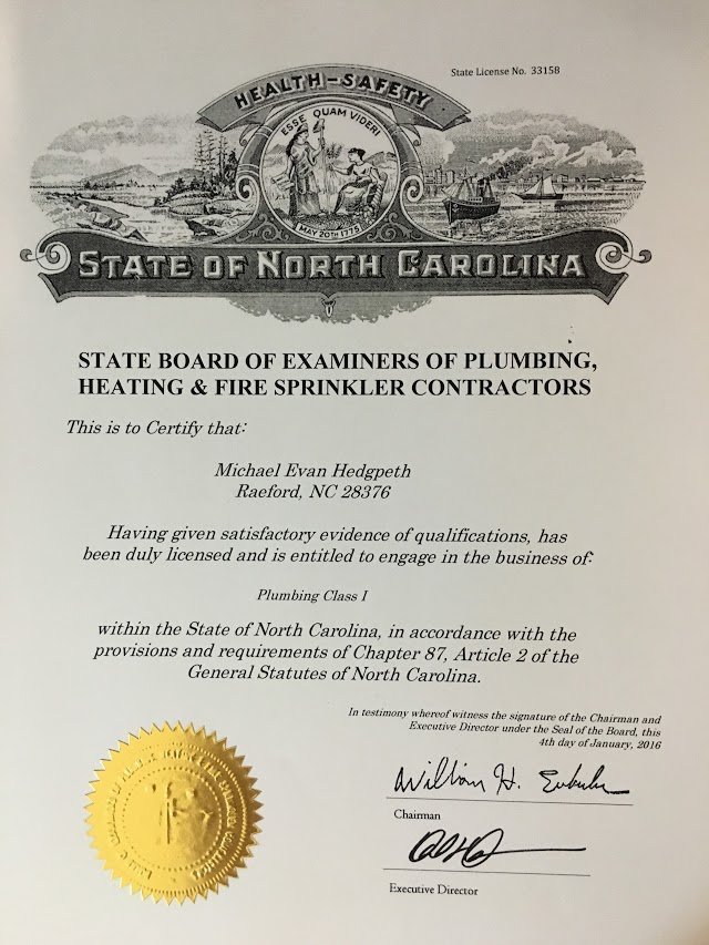 Slide of Hedgpeth Plumbing Company