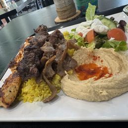 Chicken kebab, beef kebob, gyro meat combo Chicken kebab, beef kebob, gyro meat combo