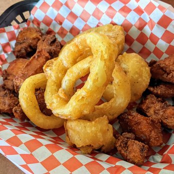 The Place To Go - Ozark/Sweet & Spicy Boneless wings with Onion Rings | Instagram: @telephonesmoothie - American Near Me - Pahrump, Nevada The Place To Go - Ozark/Sweet & Spicy Boneless wings with Onion Rings | Instagram: @telephonesmoothie - American Near Me - Pahrump, Nevada