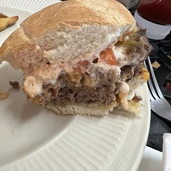 Buffalo & More - Double bison burger with ketchup mayo cheddar and tomato - Meat Shops Near Me - Riner, Virginia