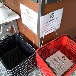 Malicious Women - It's a little hard to read, but best idea ever. The different colored shipping baskets indicate if you want to be talked to or not.
