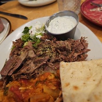Medusa The Greek - Greek Lamb Platter. $28. Favorite of the night. Highly recommended. With gigantes in this case - Greek Near Me - Brooklyn, New York