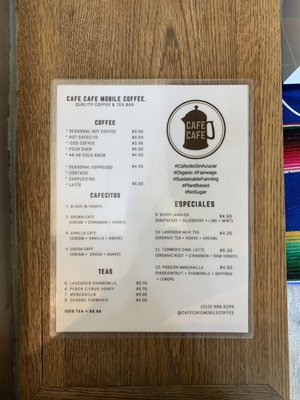 Menu photo 4 Café Cafe Mobile Coffee Los Angeles, CA Menu photo 4 Café Cafe Mobile Coffee Los Angeles, CA