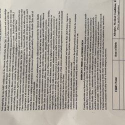 Genesis Health Clubs - Liberty - The waiver given for the kids club.