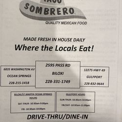 Taco Sombrero - Menú
