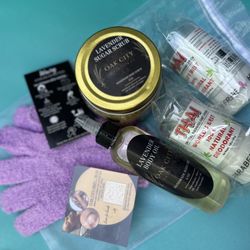 Oak City Skin and Wax - Bought these after my visit..oli/scrub two for $20, natural deodorant 2 for $15, exfoliating gloves free