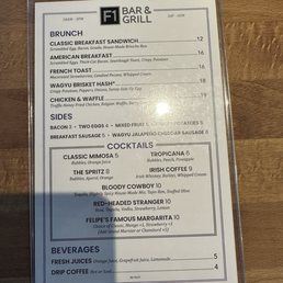 Brunch menu