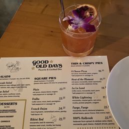 Menu and cocktail