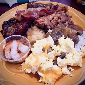 Bonanza Casino - Plateful of goodies: shrimp ceviche, sausage, bacon, corned beef hash, scrambled eggs, beef stew and rice - Casinos Near Me - Reno, Nevada Bonanza Casino - Plateful of goodies: shrimp ceviche, sausage, bacon, corned beef hash, scrambled eggs, beef stew and rice - Casinos Near Me - Reno, Nevada