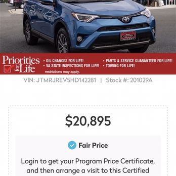 Priority Toyota Springfield - Listing price off of true car via USAA membership, June 4th. - Car Dealers Near Me - Springfield, Virginia