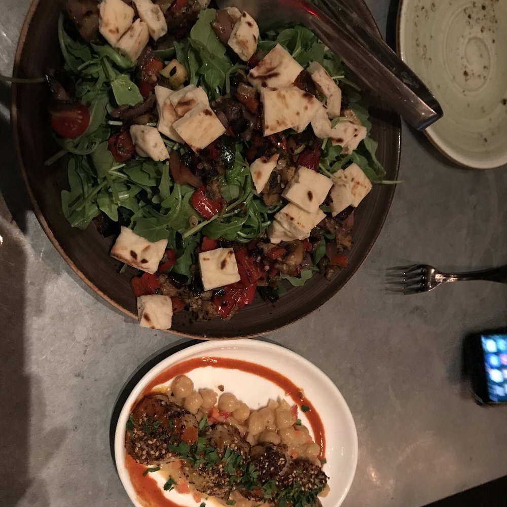 Gypsy Kitchen - Mediterranean salad and seared scallops - Spanish Near Me - Atlanta, Georgia Gypsy Kitchen - Mediterranean salad and seared scallops - Spanish Near Me - Atlanta, Georgia