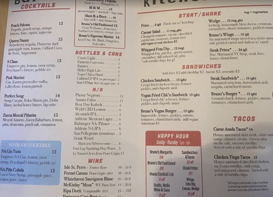 Menu photo 1 Bruno's Portland, OR