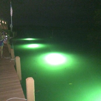 Island Grill - Super cool green underwater lights in the boat channel. Very zombie like - Seafood Near Me - Islamorada, Florida