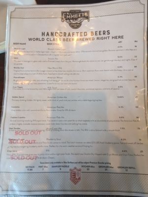 Menu photo 7 Emmett's Brewing Co Palatine, IL