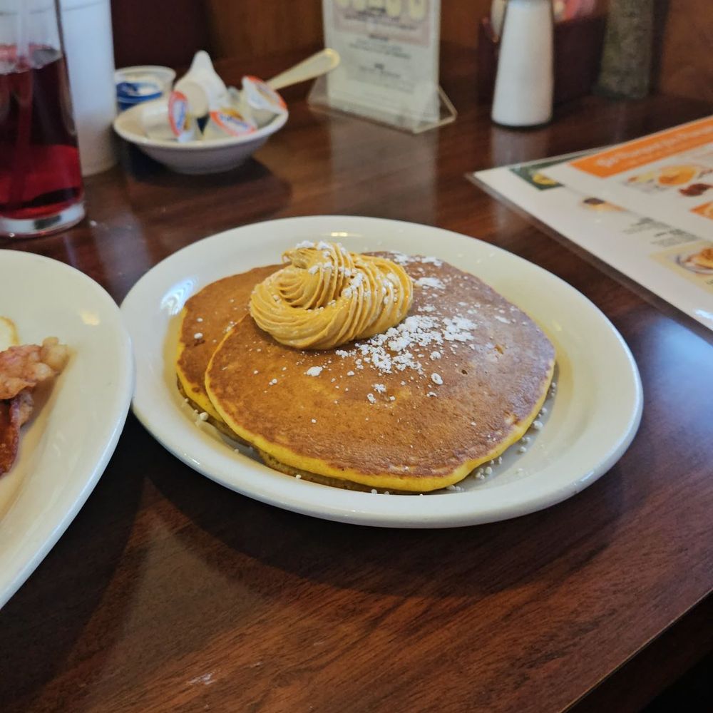 Coco's Bakery Restaurant - Pumpkin Pancakes with special Mousse topping - American Near Me - Upland, California Coco's Bakery Restaurant - Pumpkin Pancakes with special Mousse topping - American Near Me - Upland, California