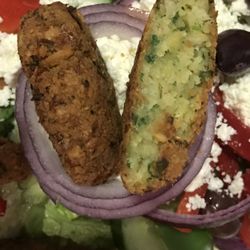 Grill House - Greek Salad topped homemade falafel