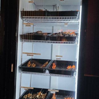 Golden Time BBQ - One of the raw food skewer areas. There are several fridges. - Barbeque Near Me - Houston, Texas