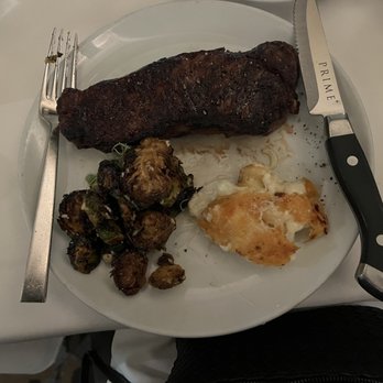 Prime - New York Strip, Mac N'cheese, crispy brussels sprouts - American Near Me - Huntington, New York Prime - New York Strip, Mac N'cheese, crispy brussels sprouts - American Near Me - Huntington, New York