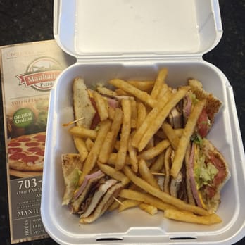 Manhattan Pizza - Manhattan Club.  A bit small, but no worries -- they filled in the room with cold fries. - Pizza Near Me - Ashburn, Virginia