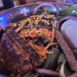 Poodie's Hilltop Bar & Grill - Salad with burger patty and avocado