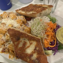 Pasta Primavera  and garlic bread with salad on side ,