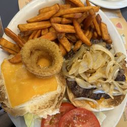 North Shore Diner - Wild West Burger Deluxe w/ Sweet Potato Fries