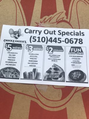 Menu photo 2 Chuck E. Cheese Newark, CA